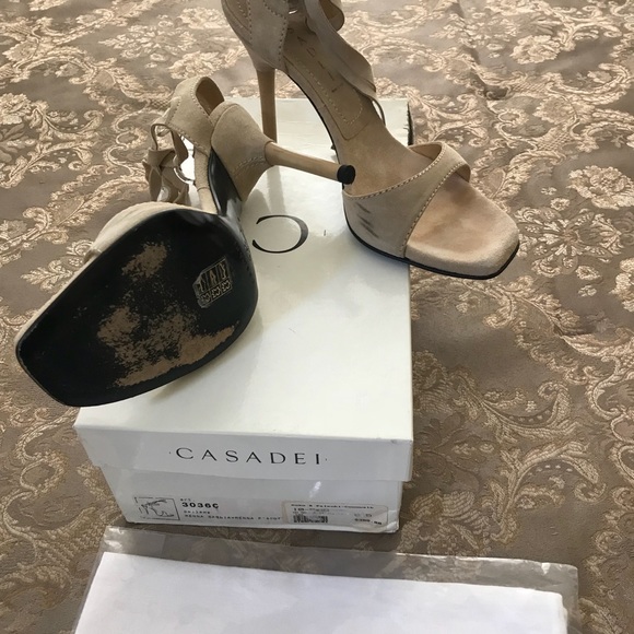 Casadei Beige Suede Sandals - Picture 6 of 8